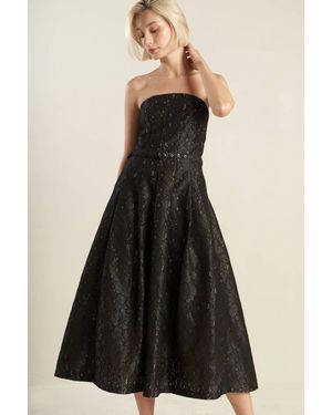TRUEDAMES The Truth Is Woven Lace Midi Dress - Black