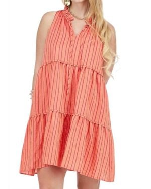 J joy Trim Tiered Halter Dress