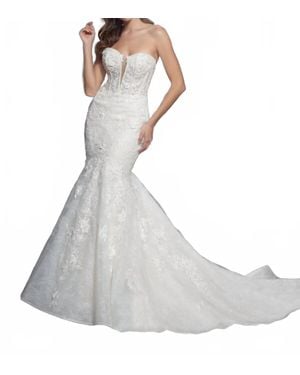 Christina Wu Corset Bodice Strapless Bridal Gown - Gray