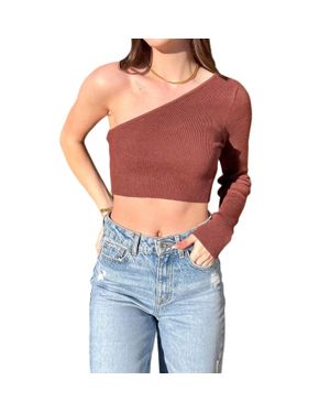 Crescent One Sided Crop Top - Blue