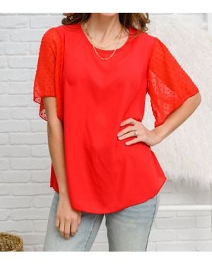 Now N Forever Round Neckline Short Sleeve Blouse - Red