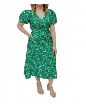 Skies Are Blue Mai Floral Midi Dress - Green