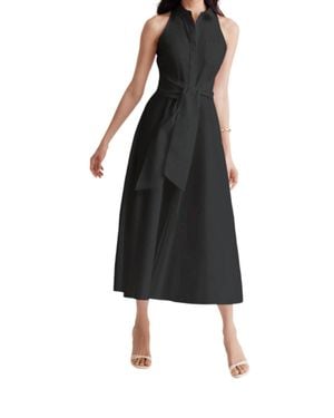 Toccin Chelsea Tie-Front Midi Shirt Dress - Black