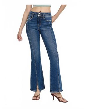 LOVERVET Western Star Flare Leg Denim Jeans - Blue