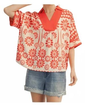 Jodifil Drop Shoulder Floral Top - Orange