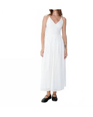 Grace & Mila Wimala Long Flared Eyelet Dress - White