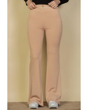 TRUEDAMES High Waisted Flare Pants - Natural