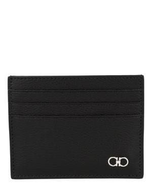 Ferragamo Gancini Leather Card Holder - Black