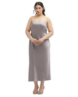 After Six Strapless Midi Bias Column Dress With Peek-A-Boo Corset Back - Gray