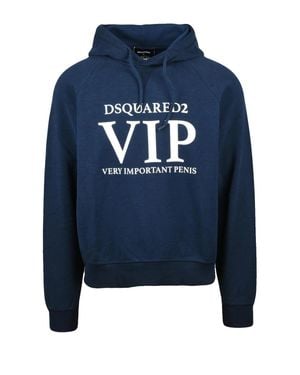 DSquared² Cotton Cropped Hoodie - Blue