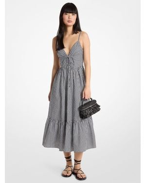 Michael Kors V-neck Empire Seam Midi Dress - White