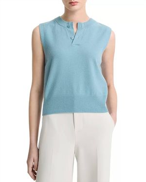 Vince Henley Sleeveless Sweater - Blue