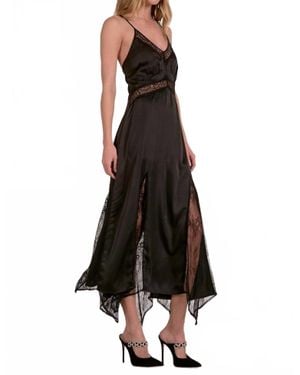 Elan Maxi Slip Lace Insert Dress - Black