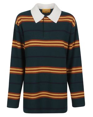 Guest In Residence Rugby Striped Cashmere Polo Shirt - Blue