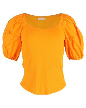 Ulla Johnson Scoop Neck Short Sleeve T-Shirt - Orange