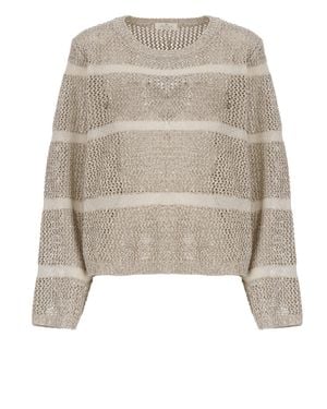 Panicale Perforated Sequin Long Sleeve Sweater - Natural