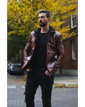 Infinity Leather Reefer Leather Jacket - Black
