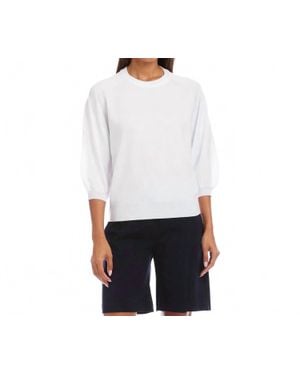 Karen Kane 3/4 Puff Sleeve Raglan Sweater - White