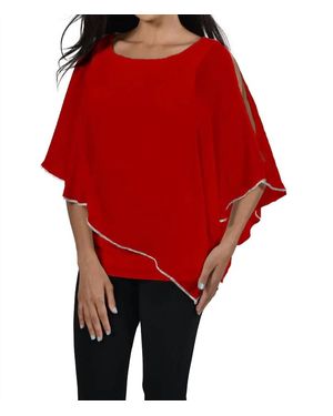FRANK LYMAN Chiffon Overlay With Embellished Trim Top - Red