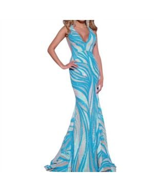 Jovani Sleeveless Sequin Prom Dress - Blue