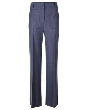 Victoria Beckham Alina High-Waist Straight-Leg Pants - Blue