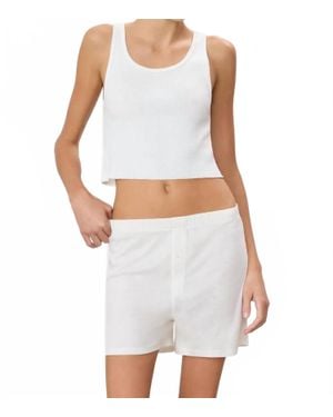 ÉTERNE Cropped Scoop Neck Tank - White