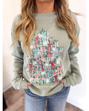 Chaudoin Creations Ginger Christmas Tinsel Tree Sweatshirt - Gray