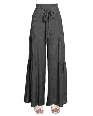Jade By Jane Tie Front Pants - Gray
