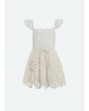 Sea Girl's Lula Embroidery Tank Dress - White