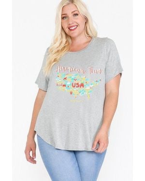 TRUEDAMES Usa Tour Graphic Round Hem Short Sleeve Top - White