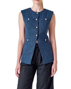 Endless Rose Textured Longline Vest - Blue