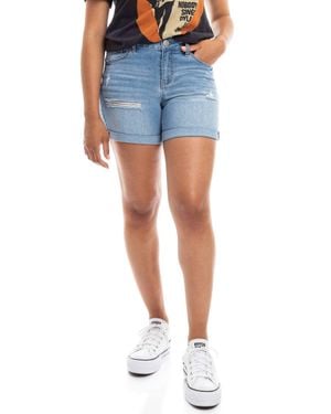 1822 Denim Mid-Rise Roll Cuff Jean Shorts - Blue