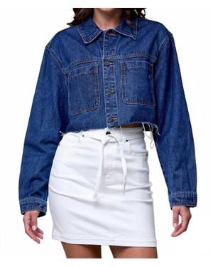 Hidden Jeans Cropped Denim Jacket - Blue