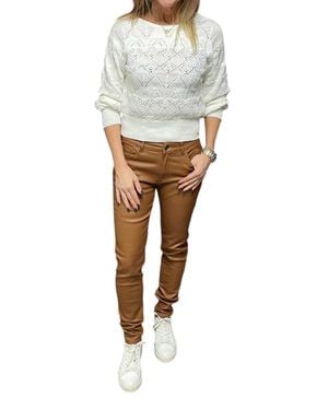 FEMME FATALE Sheena Faux Leather Five Pocket Pants - Brown