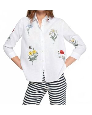 Vilagallo Embroidered Flowers Shirt - White