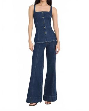 GOOD AMERICAN Button-Front Denim Top - Blue