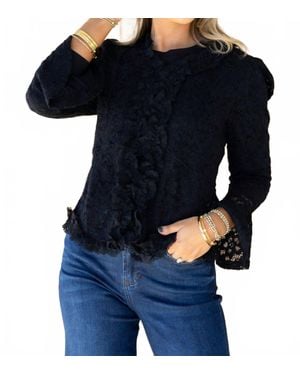 A.Z.I. Long Sleeve Lace Blouse - Blue