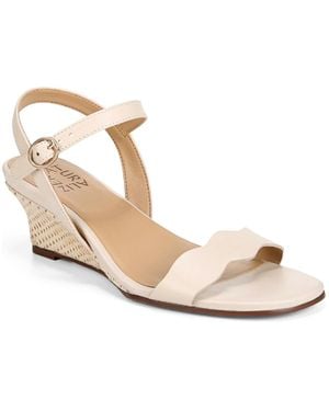 Naturalizer Lacey Leather Ankle Strap Wedge Sandals - Metallic