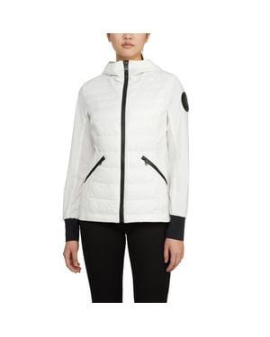 Pajar Cressy Mixed Media Channel Quilted Stretch Puffer - White