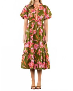 Thml Puff Sleeve Flower Print Dress - Multicolor