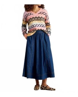 White Stuff Space Dye Pointelle Sweater - Blue