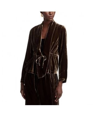 Eileen Fisher High Collar Velvet Jacket - Black