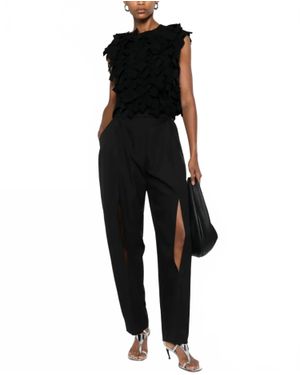A.W.A.K.E. MODE High-Waisted Pants With Vertical Slit Knees - Black