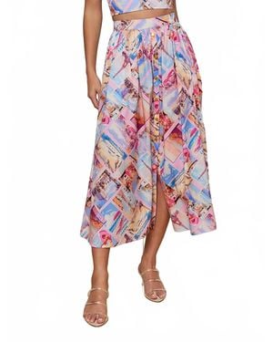 L'Agence Seina Poplin Midi Skirt - Red