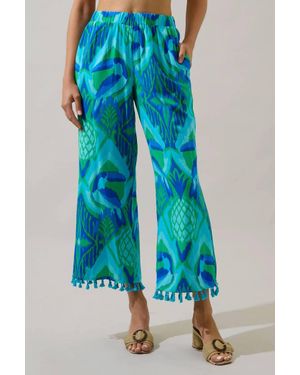 Sugarlips Blissy Tropical Hanie Flare Pants - Blue