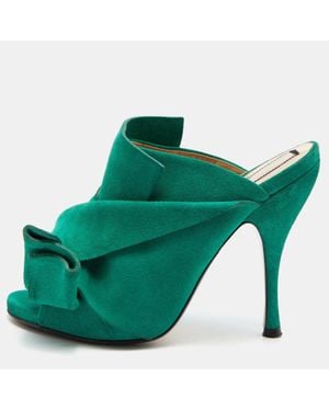 N°21 Nº21 Suede Raso Knotted Mules - Green
