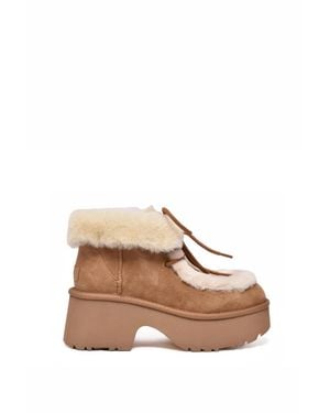 UGG Leather Lace-Up Boots - White