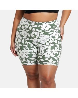 Calypsa Plus High Waisted Mid-Thigh Swim Shorts - Green