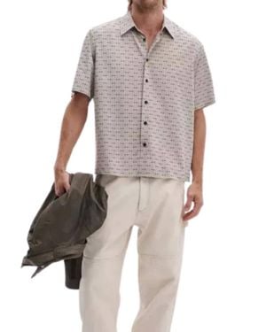 Rag & Bone Dalton Short Sleeve Jacquard Shirt - Gray