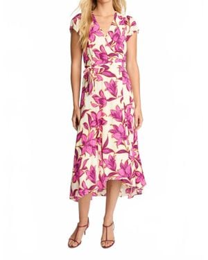 Caballero Lila Midi Wrap Dress - Red